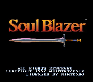 Soul Blazer (USA) screen shot title